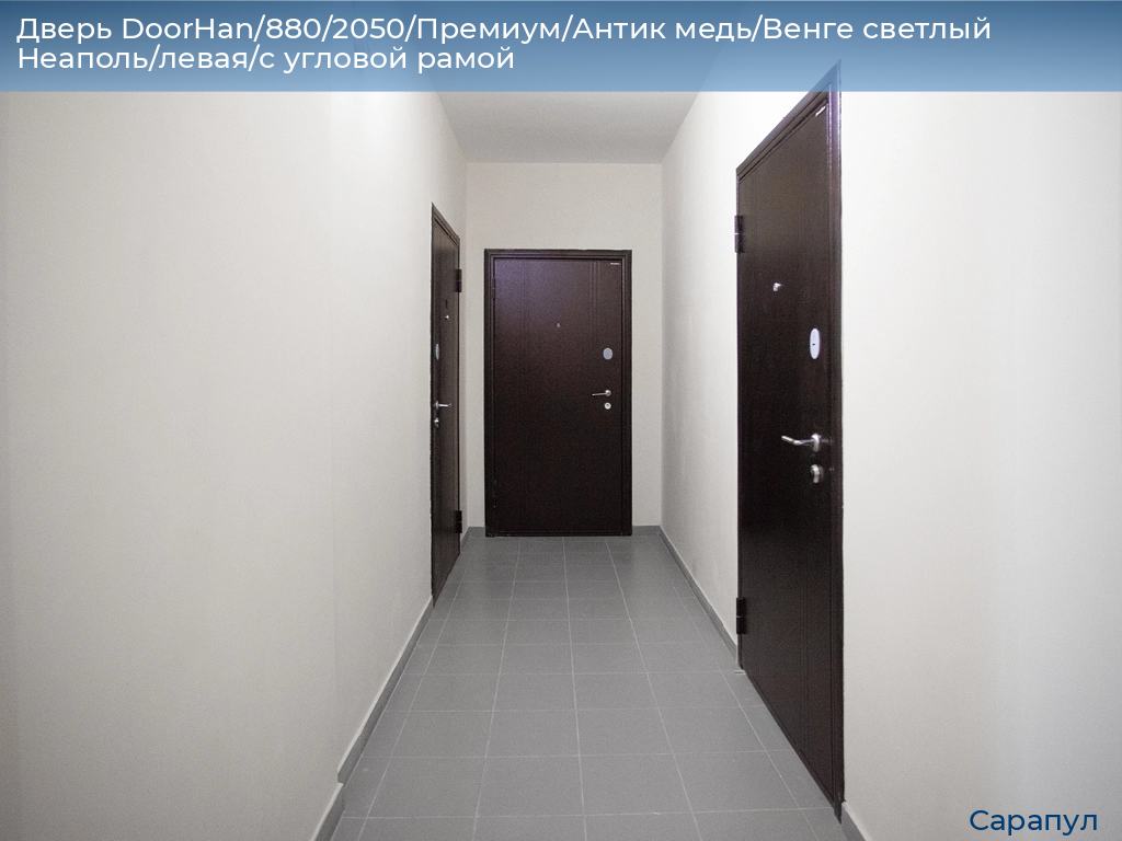 Дверь DoorHan/880/2050/Премиум/Антик медь/Венге светлый Неаполь/левая/с угловой рамой, sarapul.doorhan.ru